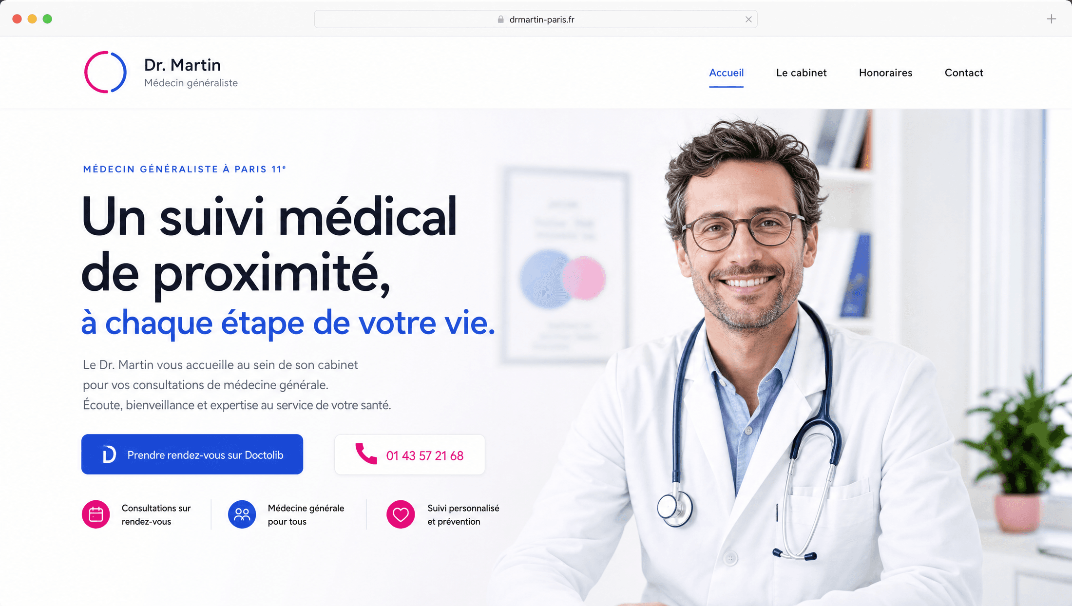Aperçu d'un site médical réalisé par Médecin du Web